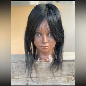 14” Human Hair Topper Clip In Hair Topper Crown Bangs Thinning Grey Coverage